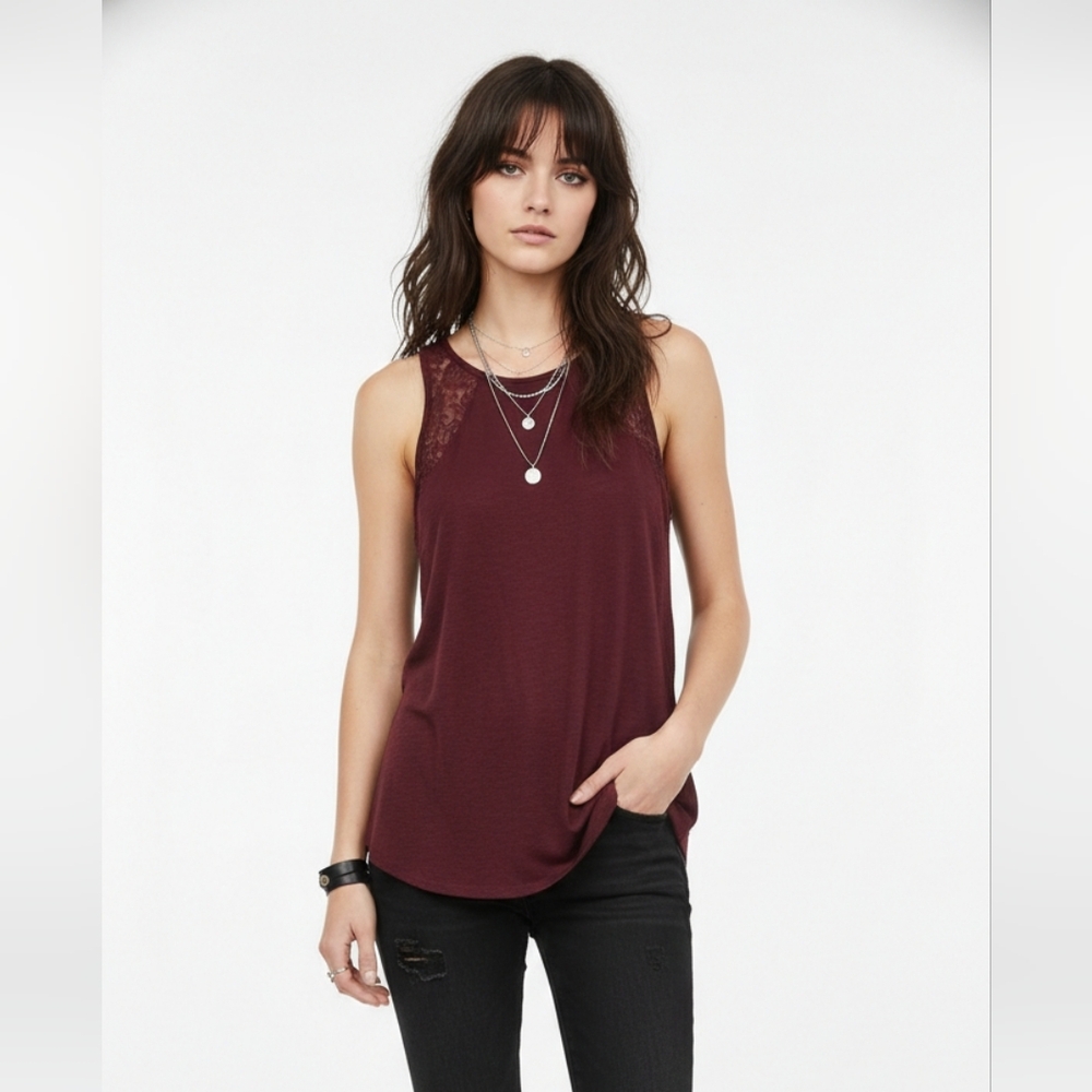 So Tank Burgundy Lace Goth Fairy Whimsigoth Casual Staple L NWT